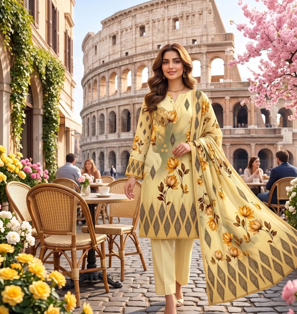 Lemon Ikat — 3 Piece Printed Lawn