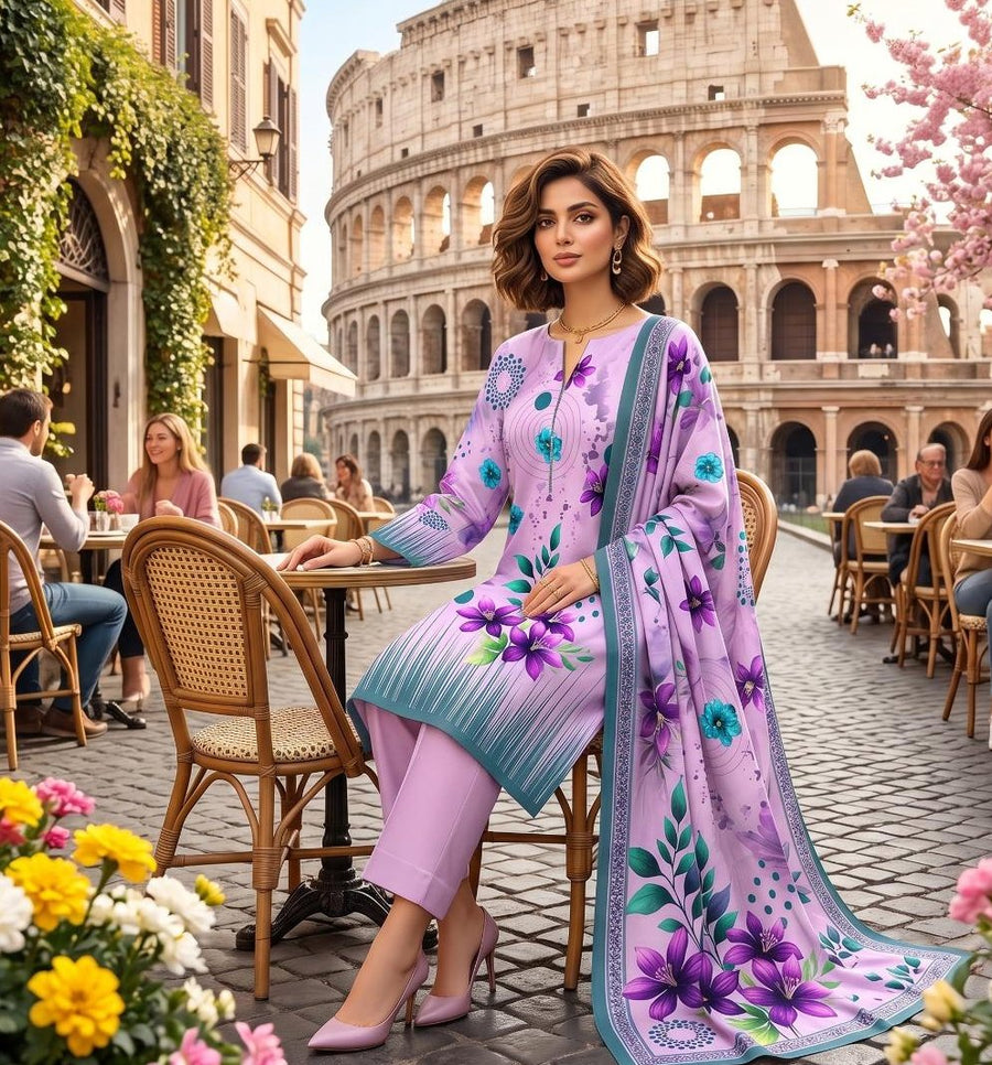 Orchid Stripe — 3 Piece Printed Lawn